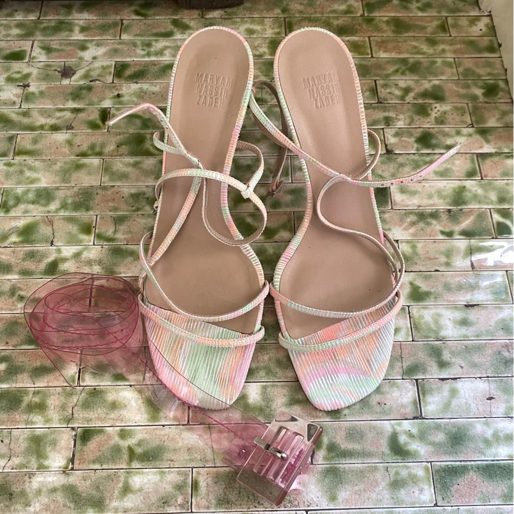 Maryam Nassir Zadeh Irene Heeled Sandals with PVC belt (never been worn)